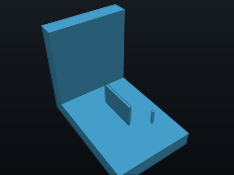 3D-print (Bambu X1 Carbon, 0.4 mm nozzle, PLA) an L bracket with a 0.6 mm rib and a 1.0 mm free-standing pin. — after cad_move_face, rendered by the kernel