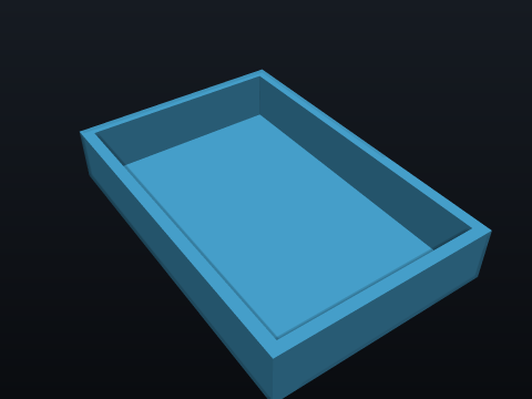 Machine a 60 x 40 x 10 mm aluminium tray with a pocket leaving a 0.5 mm floor. — after cad_move_face, rendered by the kernel