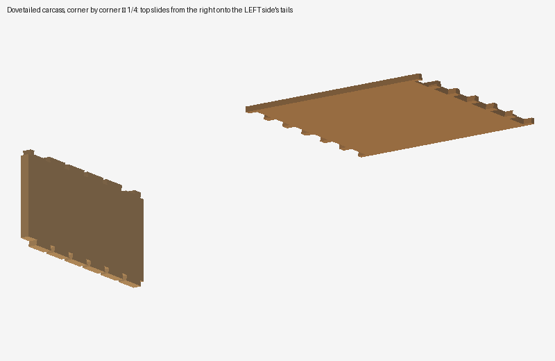 Animation: dovetailed carcass assembled corner by corner