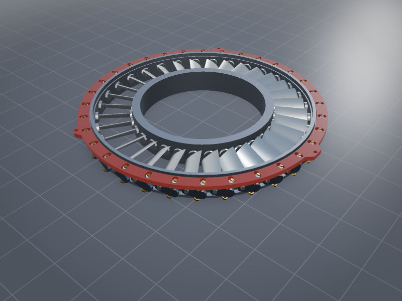 Front-stage: hub/tip 0.66, 32 vanes open
