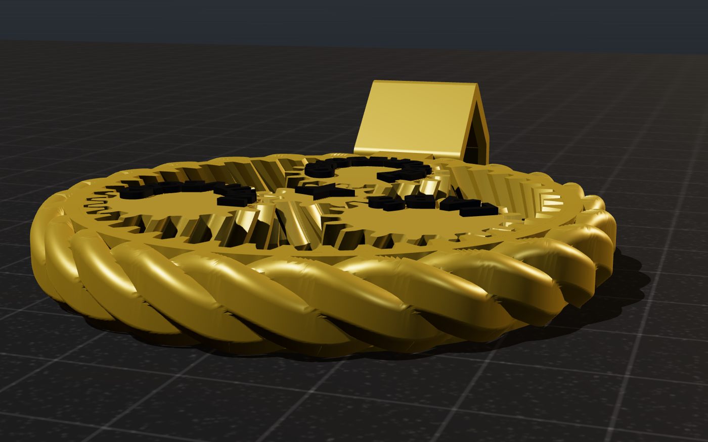 The pendant sitting flat on a textured build plate